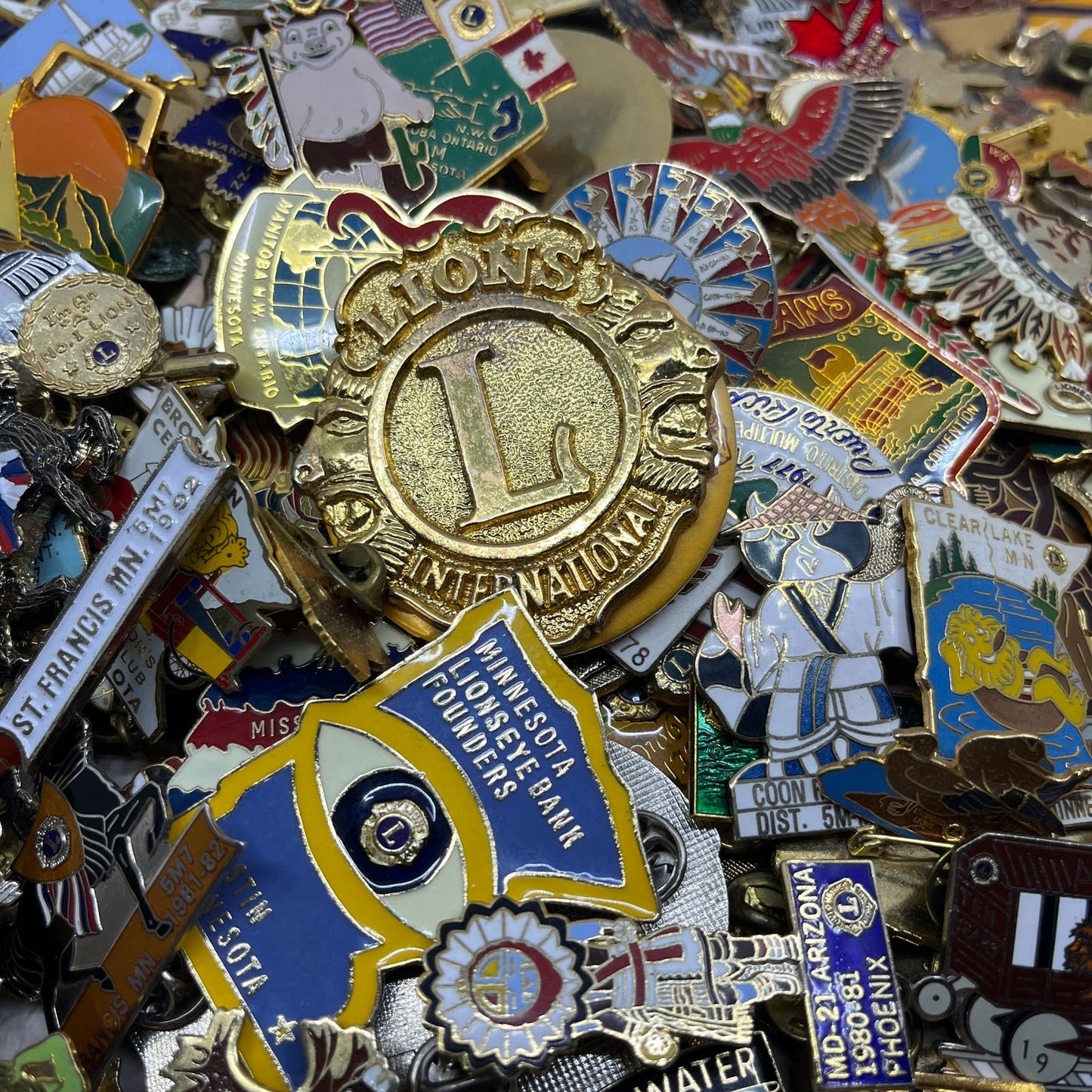 Lions Club Huge Lot Hundreds of Vintage Pins Buttons Patches and More 10+ Pounds