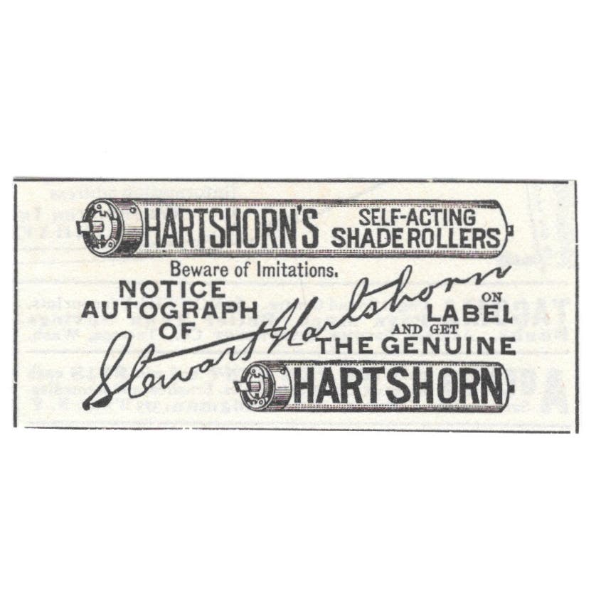 Hartshorn's Self-Acting Shade Rollers c1890 Victorian Ad AE8-CH11