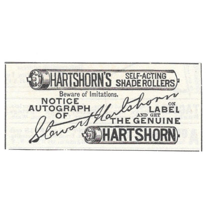 Hartshorn's Self-Acting Shade Rollers c1890 Victorian Ad AE8-CH11