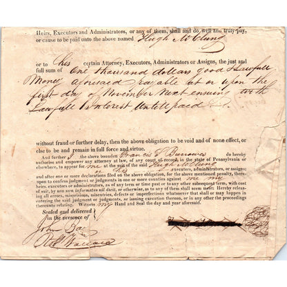 1827 Legal Agreement Strasburg PA J. Francis J, Bunawes Hugh McLung D23