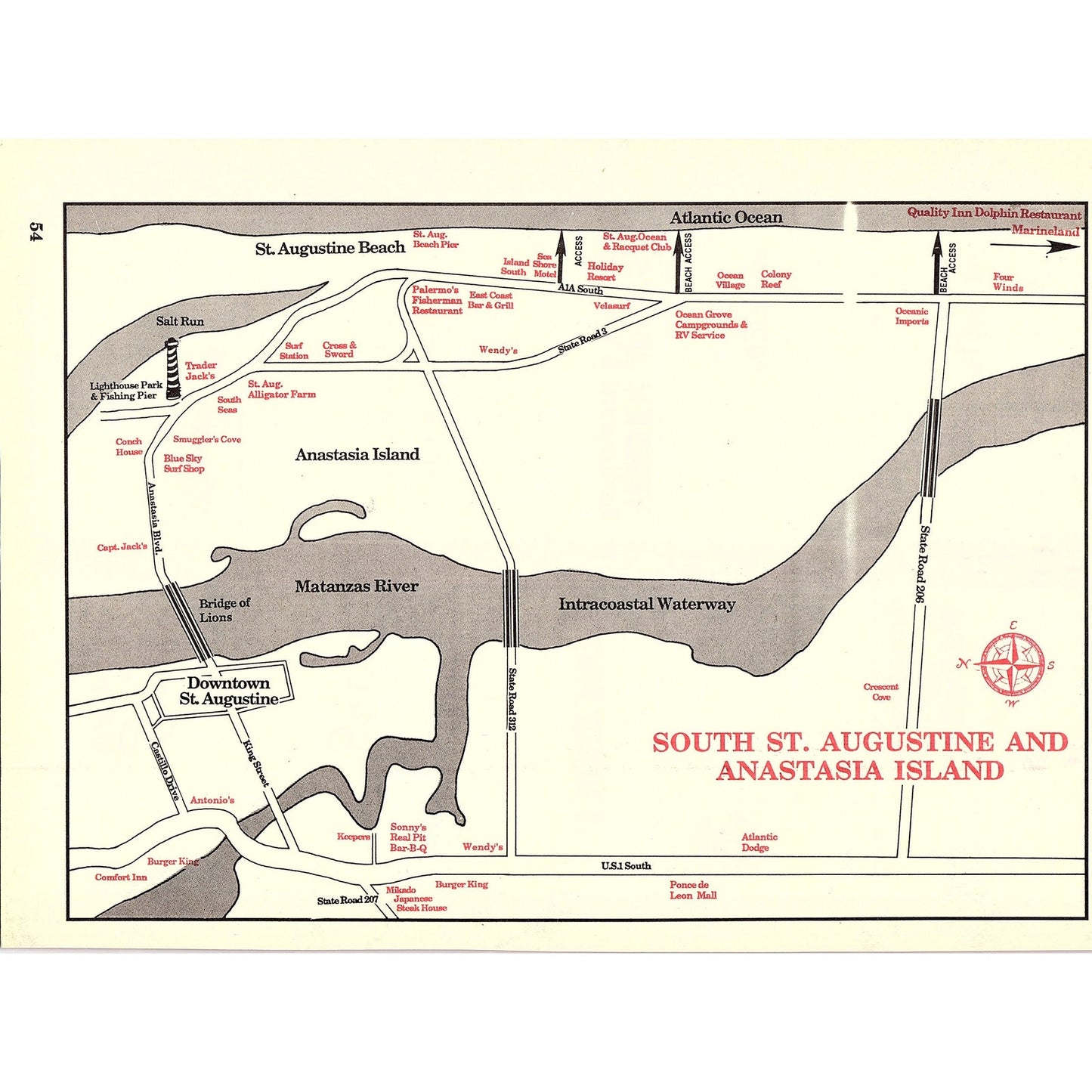 South St. Augustine and Anastasia Island Map 1989 Ad AF9-12