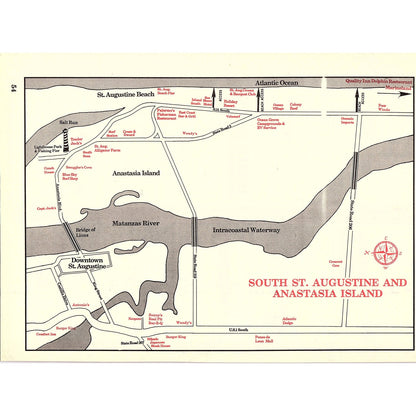 South St. Augustine and Anastasia Island Map 1989 Ad AF9-12