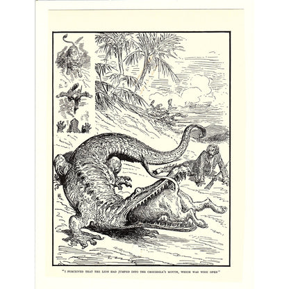 Adventures of Baron von Munchausen Lion in Crocodile's Mouth Art Print 7x9" V17