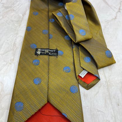 Retro Men's Towncraft Par Excellence Polyester Brown Blue Necktie Tie TG9-T1
