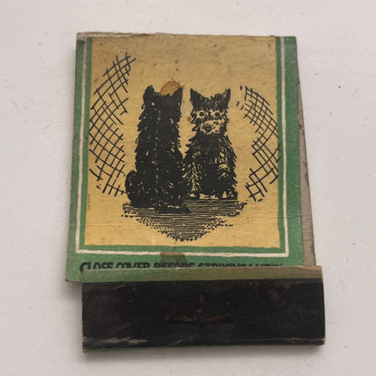 Two Scotty Dogs Scottish Terrier Diamond Match Vintage Matchbook Cover TB8-MB2-5
