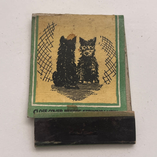Two Scotty Dogs Scottish Terrier Diamond Match Vintage Matchbook Cover TB8-MB2-5