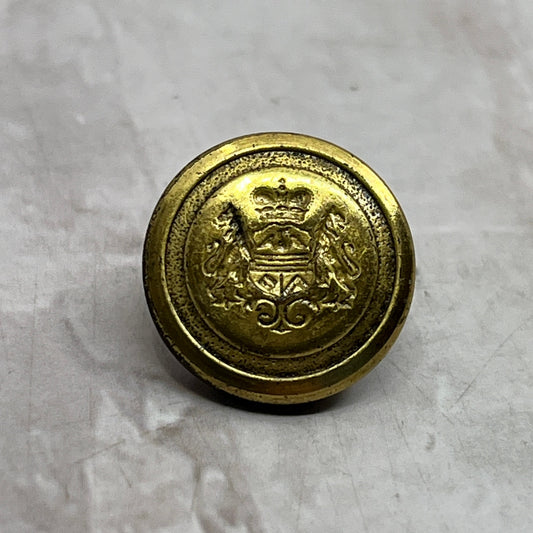 Antique 1900s French Crest Crown Original Vintage Uniform Button SF4