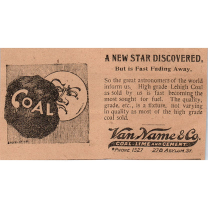 Van Name & Co Coal Lime Cement Hartford 1901 Newspaper Ad AD8-H2