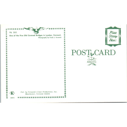 One of 5 Covered Bridges in Lyndon VT Vintage Covered Bridge Postcard PD5