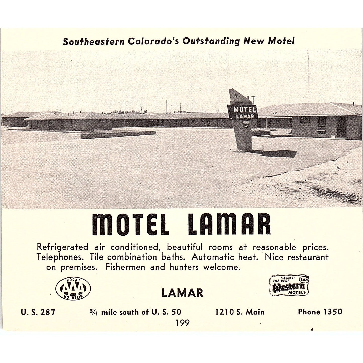Nu-Line Furniture Manufacturers Longmont, Motel Lamar CO 1958 Ad AG1-H2
