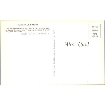 Marshall Bridge Parke County Tangier Indiana Covered Bridge Postcard PC7