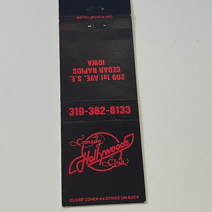 Hollywood Comedy Club Cedar Rapids Iowa Vintage Matchbook Cover TB6-MB2-6