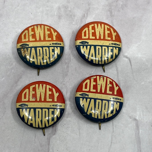 Dewey Warren Set of 4 Campaign Political Vintage Pinback Button TC5-PB