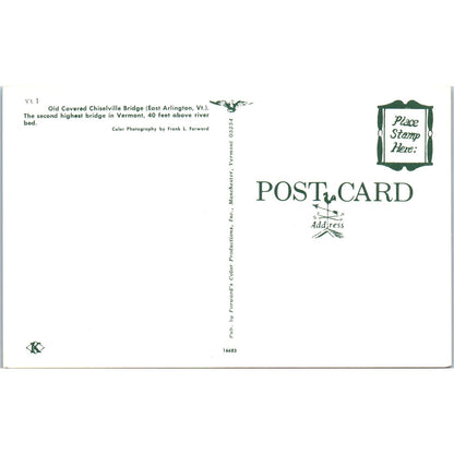 Old Covered Bridge Chiselville East Arlington VT Covered Bridge Postcard PC15