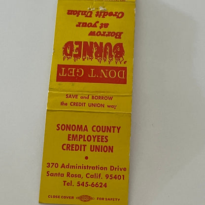 Sonoma County Employee Credit Union Santa Rosa CA Matchbook Cover MM5-9