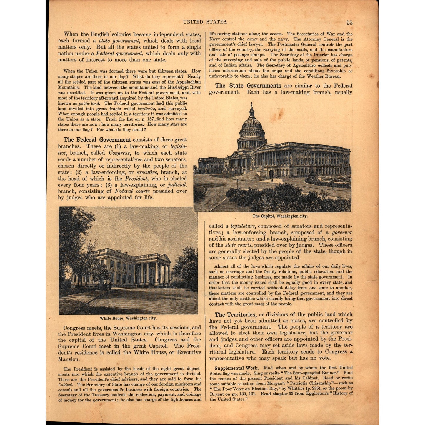 Map of The United States With Oklahoma/Indian Territory 1901 Map V14-1