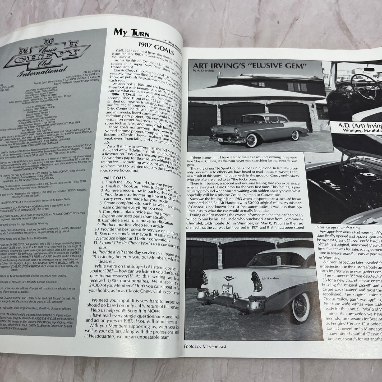 Art Irving Sport Coupe '55, '56, '57 Classic Chevy World Magazine - Jan 1987 M31
