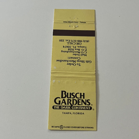 Busch Gardens in Dark Continent Tampa FL Vintage Matchbook Cover MB59-4
