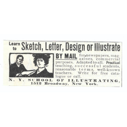 New York School of Illustrating by Mail c1905 Original Advertisement AE7-SA1
