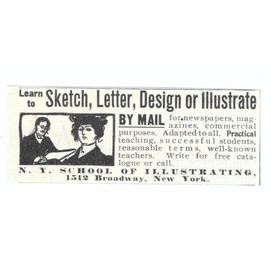 New York School of Illustrating by Mail c1905 Original Advertisement AE7-SA1
