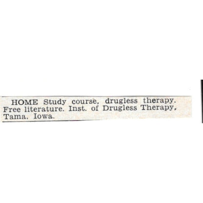 Institute of Drugless Therapy Home Study Tama Iowa 1955 Ad AG1-S2