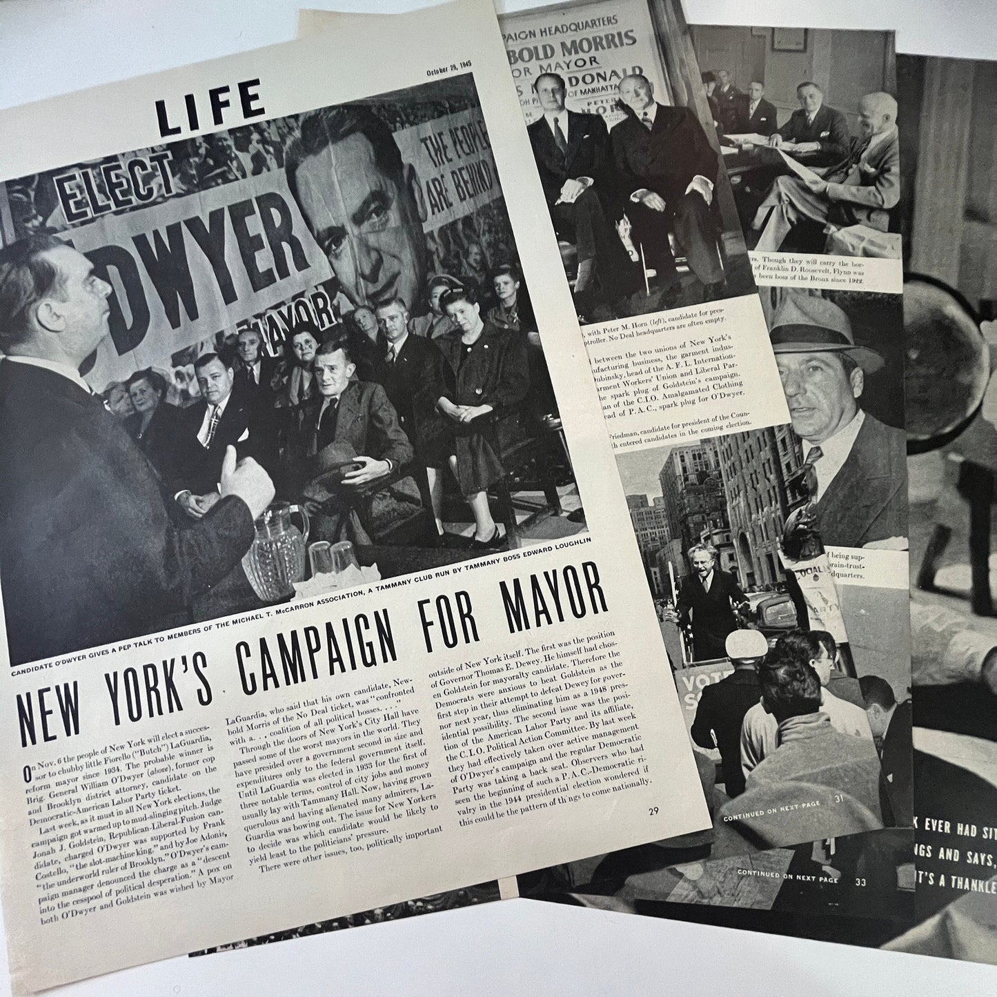 1945 New York's Campaign for Mayor 4 Pages 1940s WWII Era Article V29-5