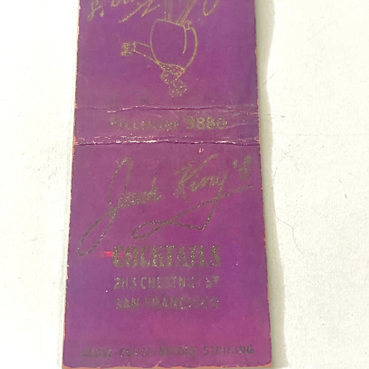 Jack King's Cocktails San Francisco CA Vintage Matchbook Cover MB8-6