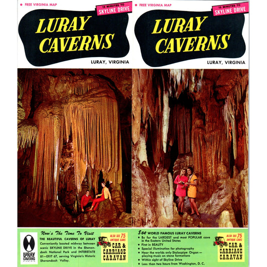 1970s Luray Caverns Virginia Map and Fold Out Brochure TF4-BB