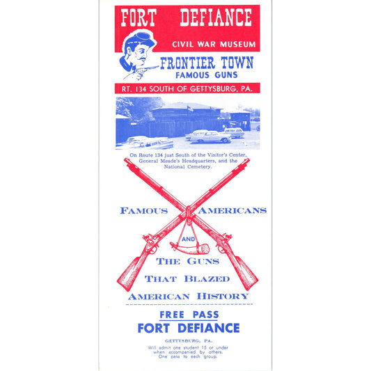 1970s Fort Defiance Civil War Museum Gettysburg PA Promo Leaflet TF4-BB