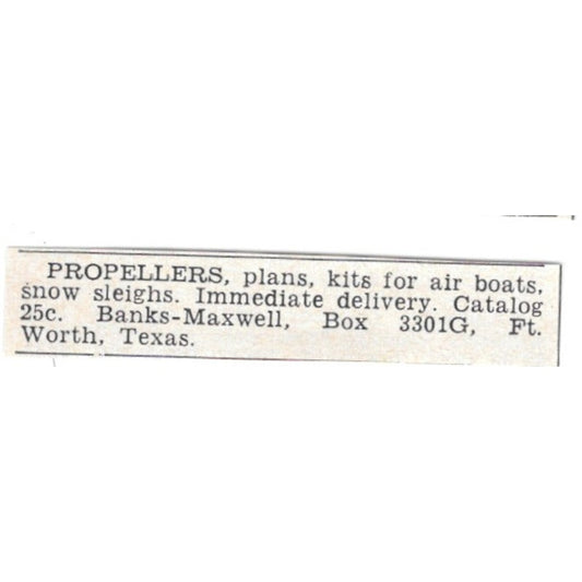 Propellers - Banks-Maxwell, Fort Worth Texas 1955 Ad AG1-S7