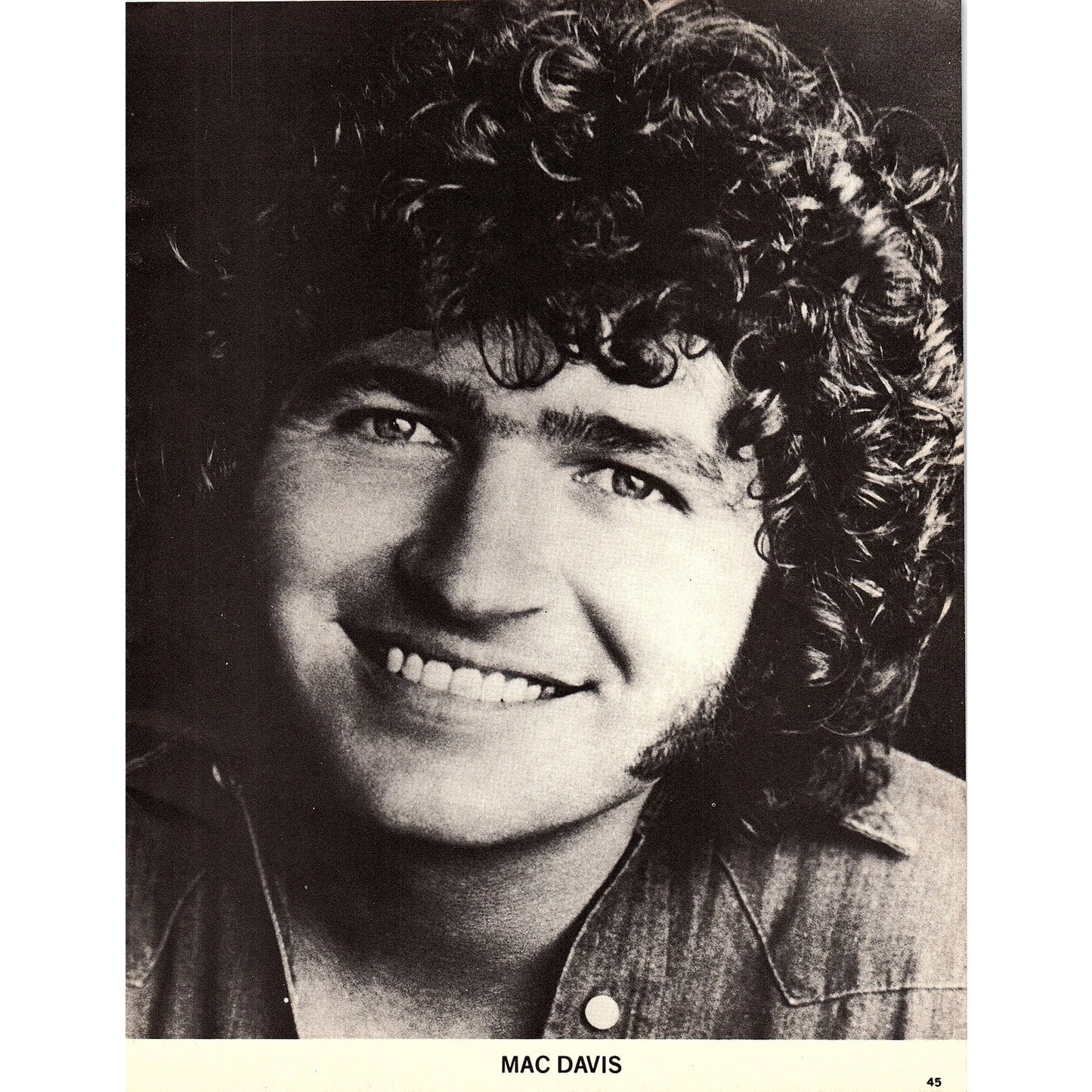 Hank Williams - Mac Davis Double Sided Portrait 1977 Photo Print AF3-6