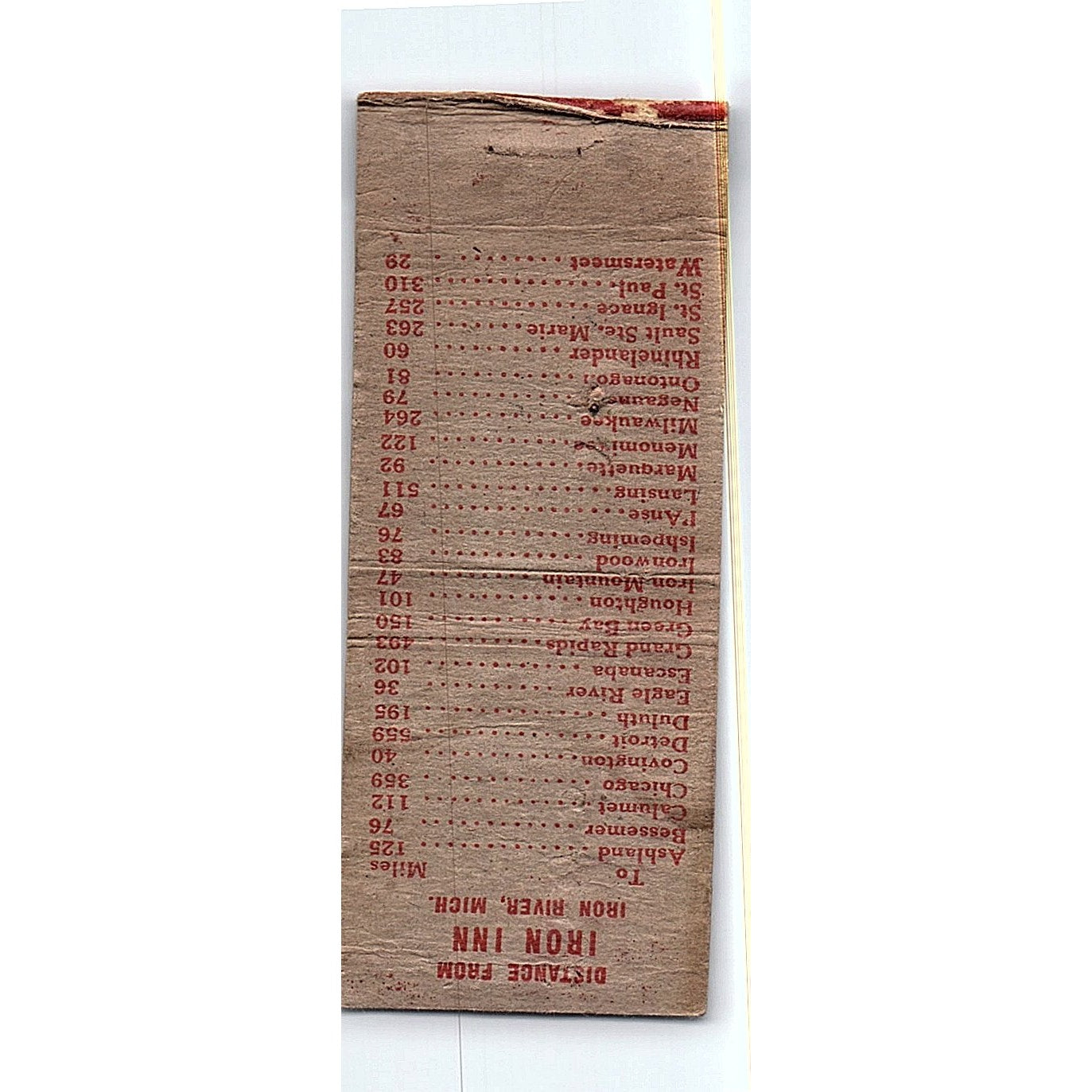 The Iron Inn Iron River Michigan Vintage Matchbook Cover SF3-Y5