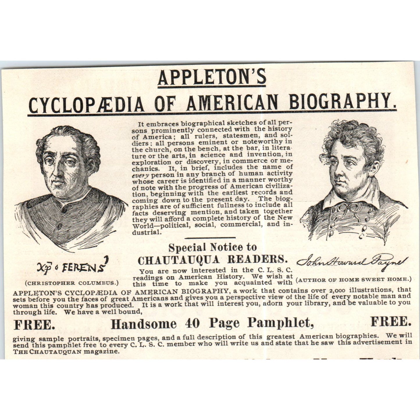 Appleton's Cyclopædia of American Biography NY c1890 Victorian Ad AE8-CH4