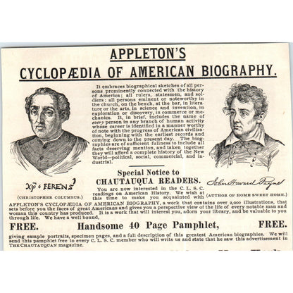 Appleton's Cyclopædia of American Biography NY c1890 Victorian Ad AE8-CH4