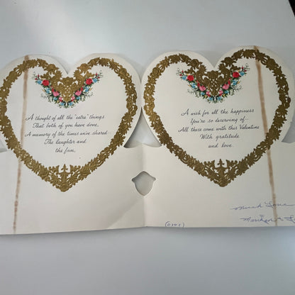 Vintage Ornate Filigree Hallmark Happy Valentines Day Card Mother & Dad J17