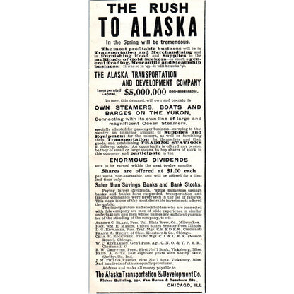 The Alaska Transportation & Development Co Investments 1897 Victorian Ad AE9-TS2