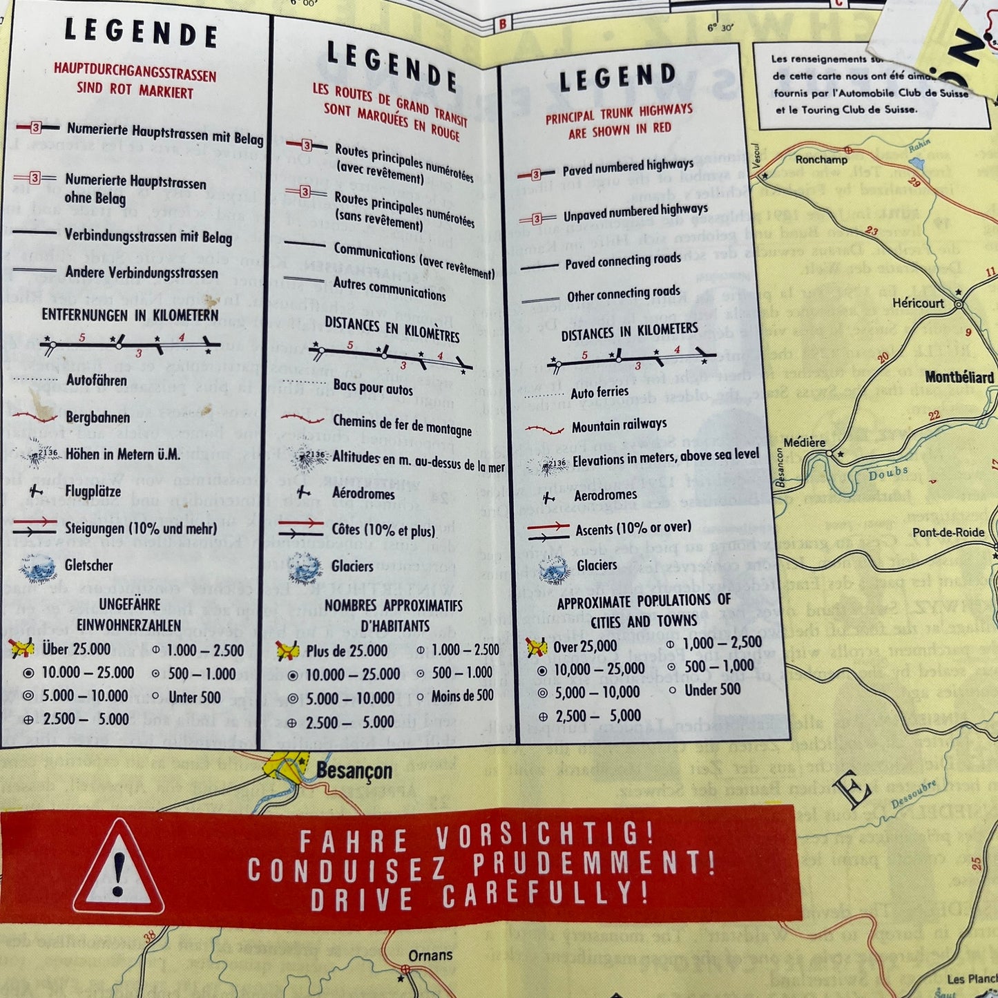 1960s Esso Schweiz Suisse Switzerland Fold Out Travel Map ML1-7