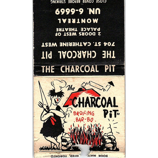 The Charcoal Pit Restaurant Montreal Vintage Matchbook TB6-MB2-12