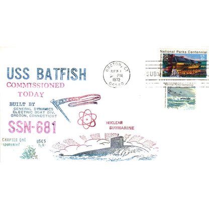 1972 USS Batfish Commissioned Nuclear Submarine Postal Cover Envelope TG7-PC3
