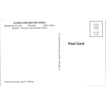 Alaska Airlines Air Cargo Boeing B-727-22C Vintage Postcard PC3