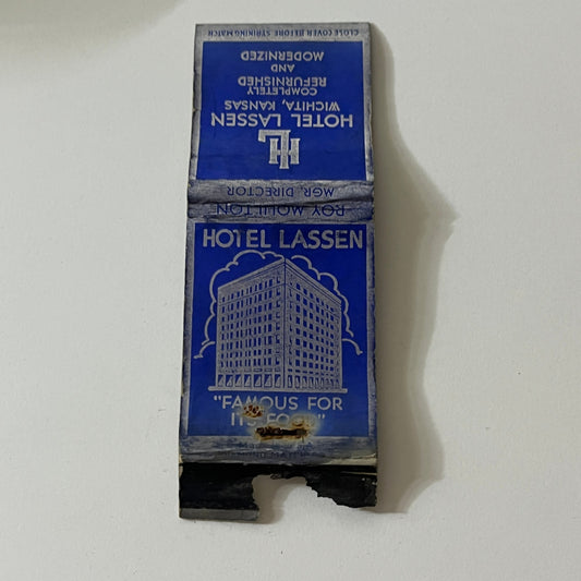 Hotel Lassen Wichita Kansas Vintage Matchbook MB60-1