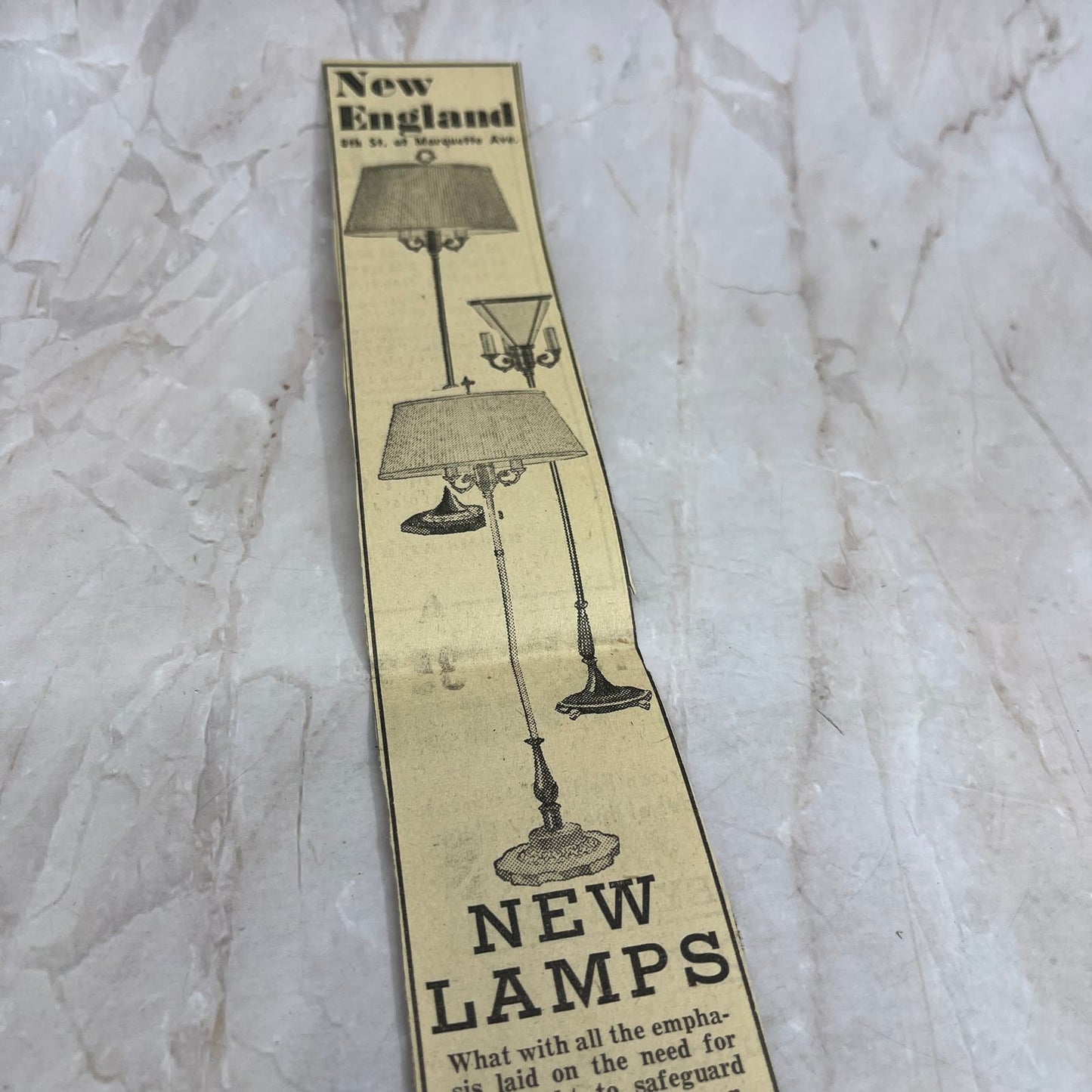 New England Lamps Marquette 2x15" 1935 Minneapolis Journal Advertisement D10