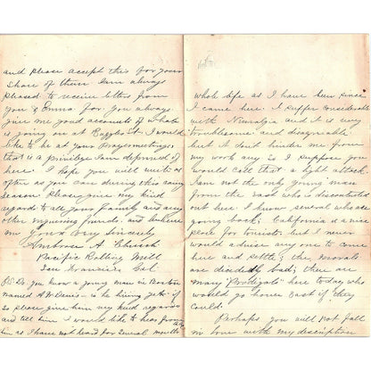 1880 Original Handwritten Letter From San Francisco CA AF4-2