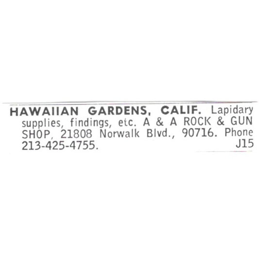 A&A Rock Shop Hawaiian Gardens California 1972 Ad AF8-S14