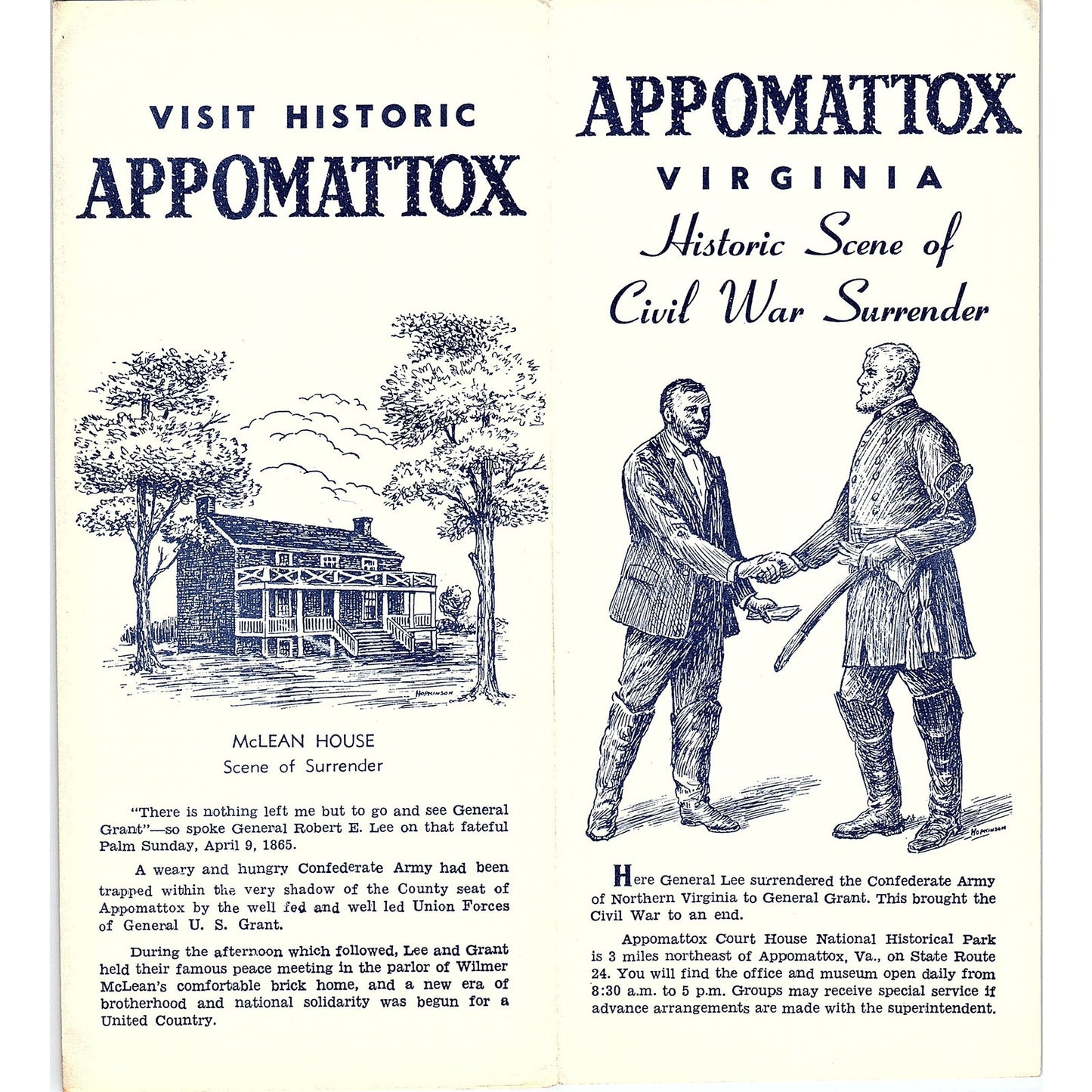 Appomattox Virginia Historic Scene of Civil War Surrender 1960s Brochure TH2-TB3