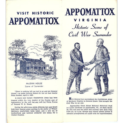 Appomattox Virginia Historic Scene of Civil War Surrender 1960s Brochure TH2-TB3