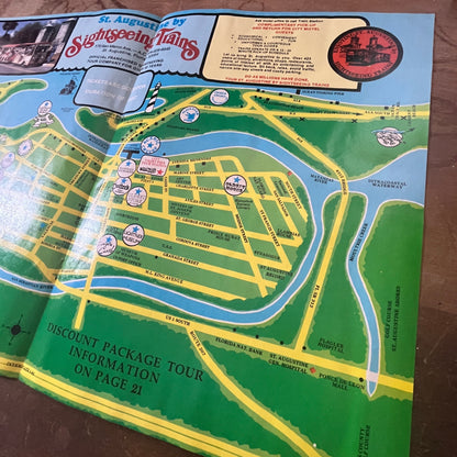 St. Augustine by Sightseeing Trains Fold Out Map 1989 Ad AF9-2