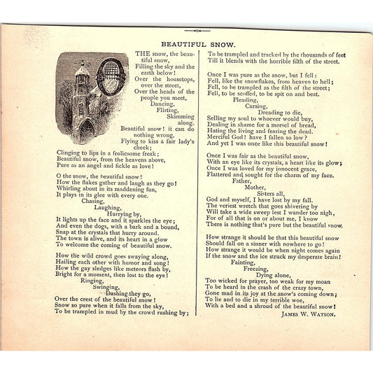 Beautiful Snow - James W. Watson 1884 Poem AG3-1