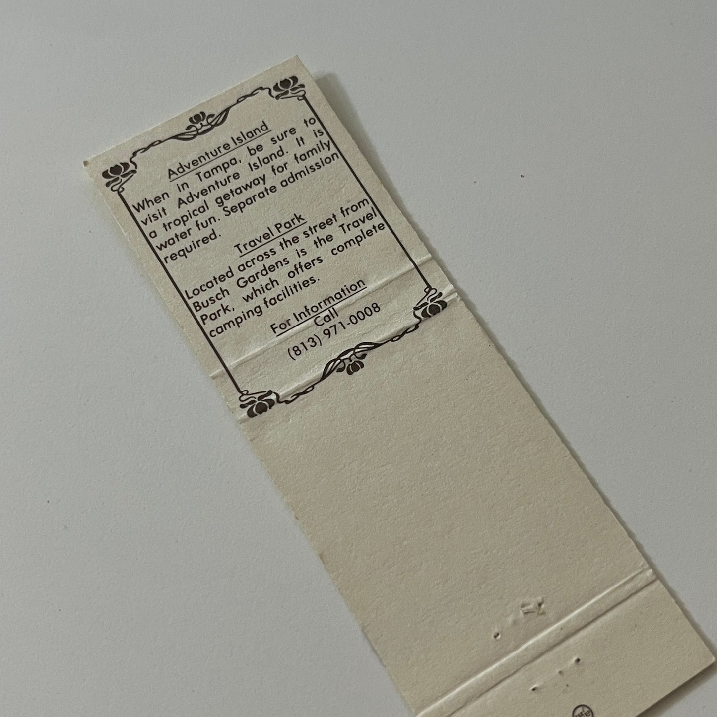 Busch Gardens in Dark Continent Tampa FL Vintage Matchbook Cover MB59-4