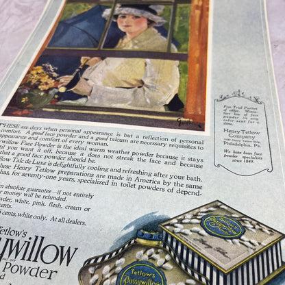 1920 Henry Tetlow's Pussywillow Face Powder 10x13 Magazine Advertisement FL6-7